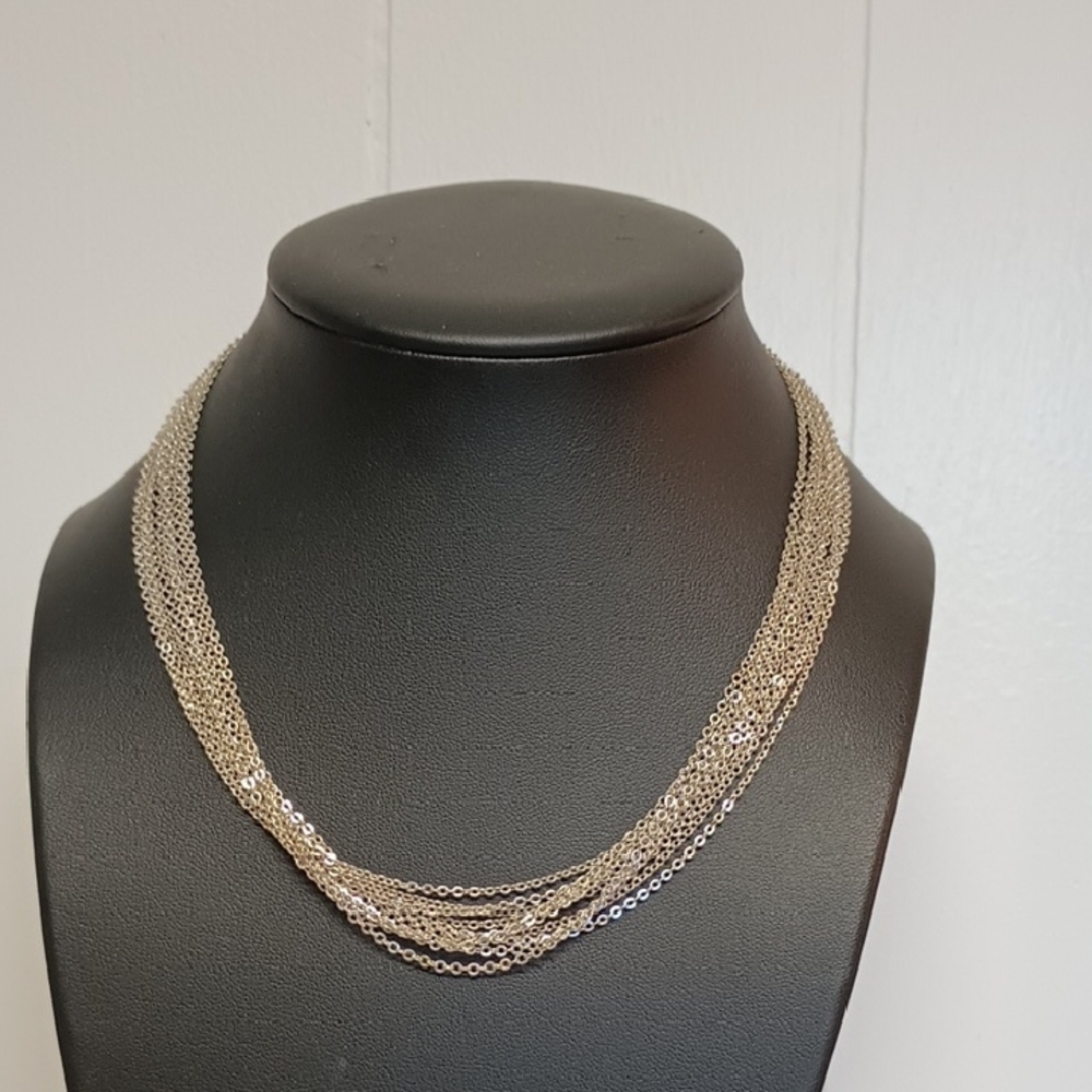 Vintage Silver Tone Multi Strand Choker